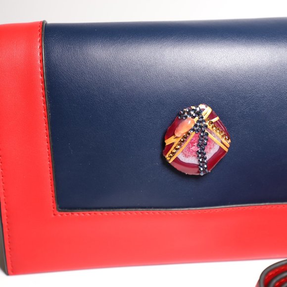 Leather Shoulder bag Genuine NEW Red and Blue Leather by Patricia Adelson - Picture 3 of 6